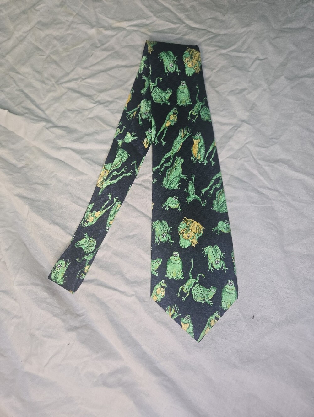 Vintage Dino Romano Frog Handmade Necktie Quirky Cottagecore 90s Kitsch Tie